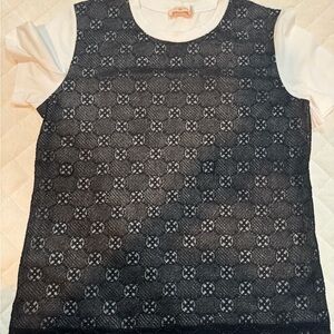 Tory Burch Black and White Textured Top